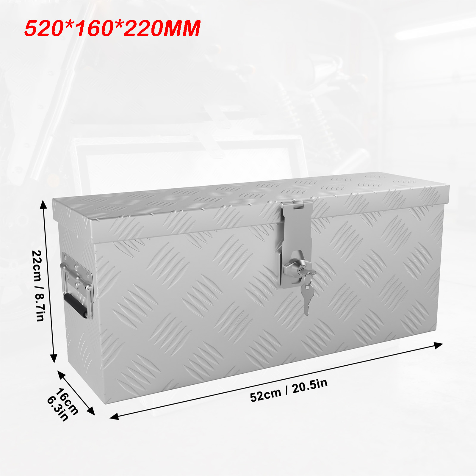 Aluminum Transport Container, Trailer Box, Chest And Storage Box With A Lock, Metal Box For Storing S, Dimensions 520x160x220mm/600x260x200mm