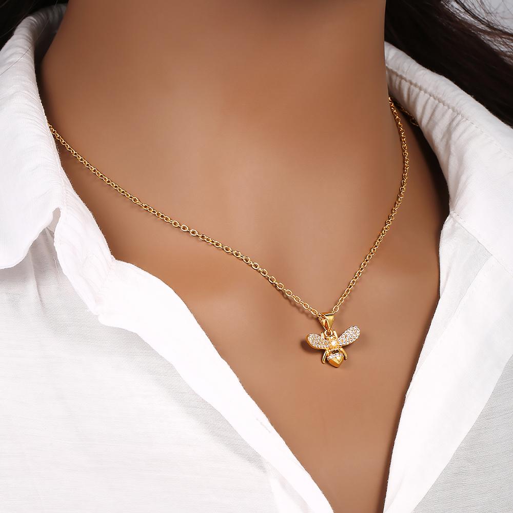 Light Luxury Vintage Bee Synthetic Synthetic Zirconia Pendant Necklace