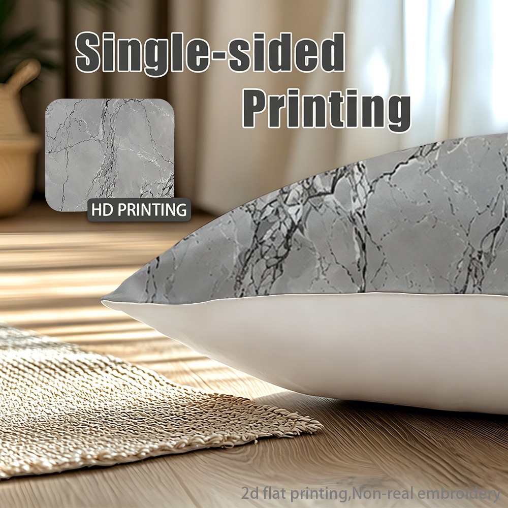 TEMU 4pcs Set Of 2d Gray Marble Pattern Pillowcases, Black And White Texture, Spring Flat Printing , Christmas Style, Pillow Inserts Not Included,
