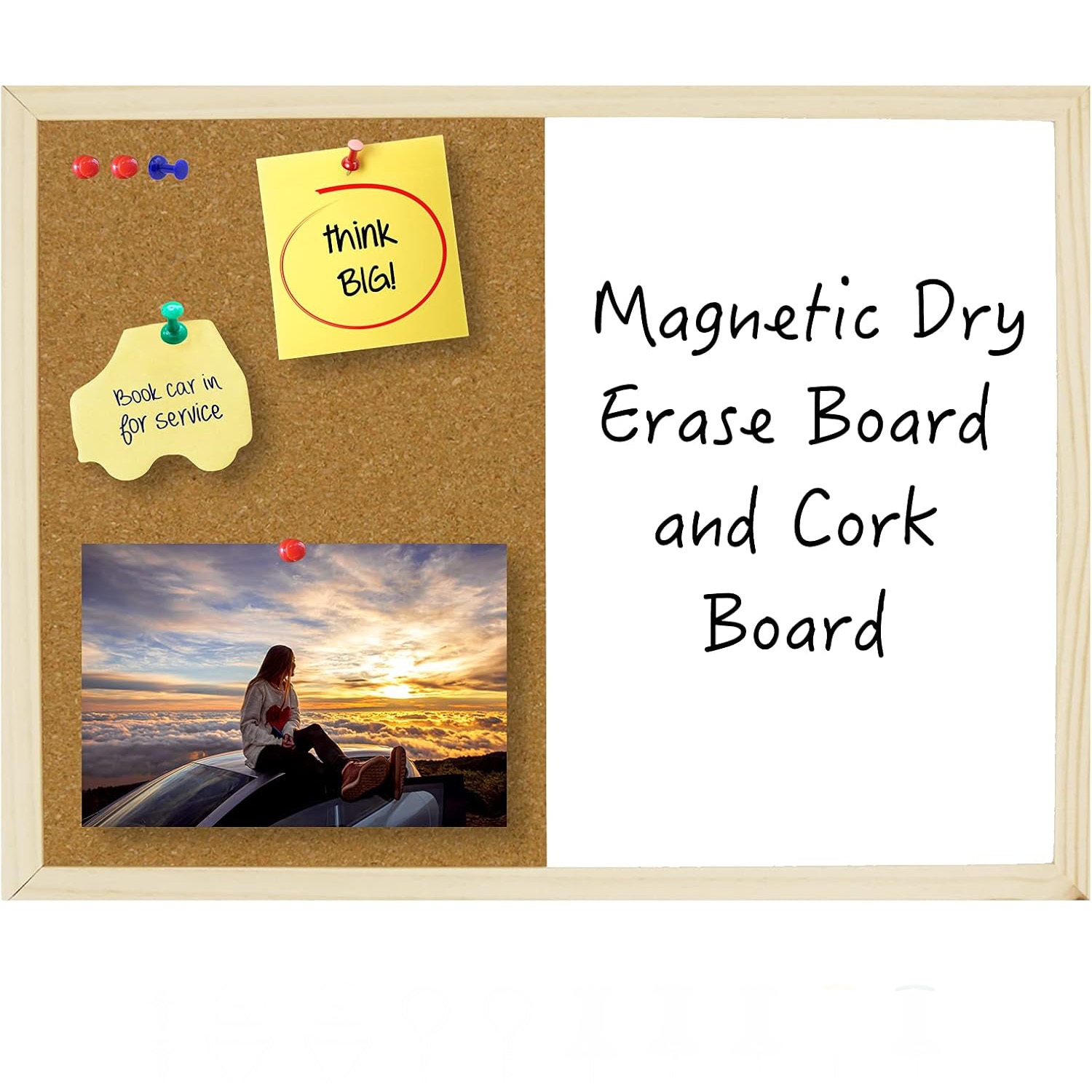 

Wall-mounted Whiteboard And Cork Board Combo, 15.7 X 11.8 Inches - Dry Erase Bulletin Board With Push Pin Vision For Home, School, And Office, Combination Board, Random