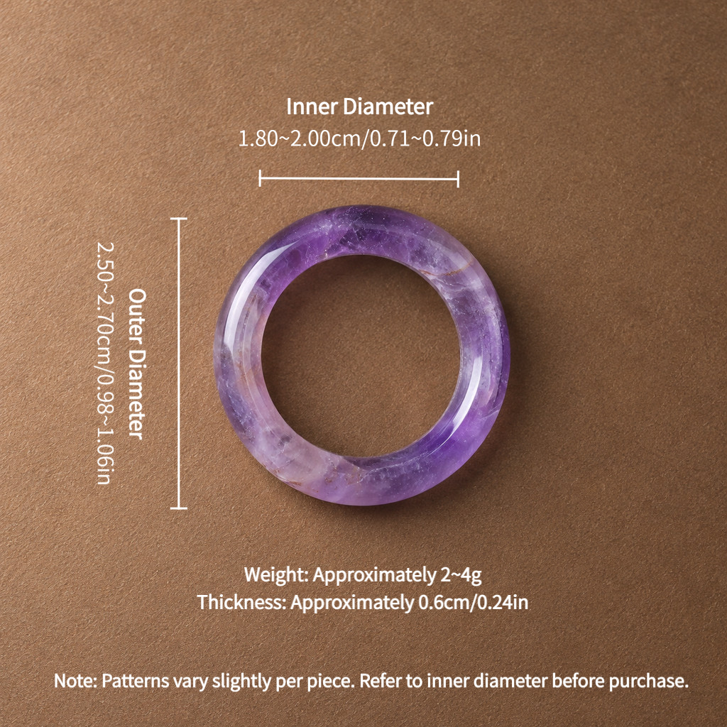 2pcs Natural Amethyst & Obsidian Stackable Ring Set for Women
