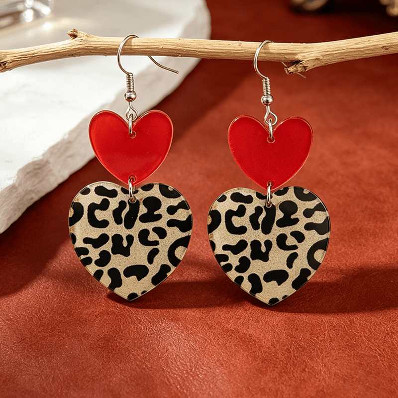 TEMU 1 par de aretes llamativos vintage AIZX para mujer - Pendientes con estampado de leopardo y con capa K, adecuados para fiestas, vacaciones, uso
