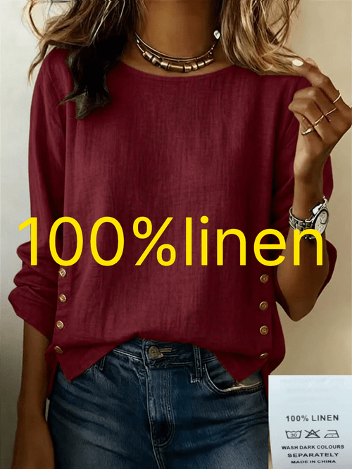 item picture womens summer linen solid crew neck loose casual t shirt top