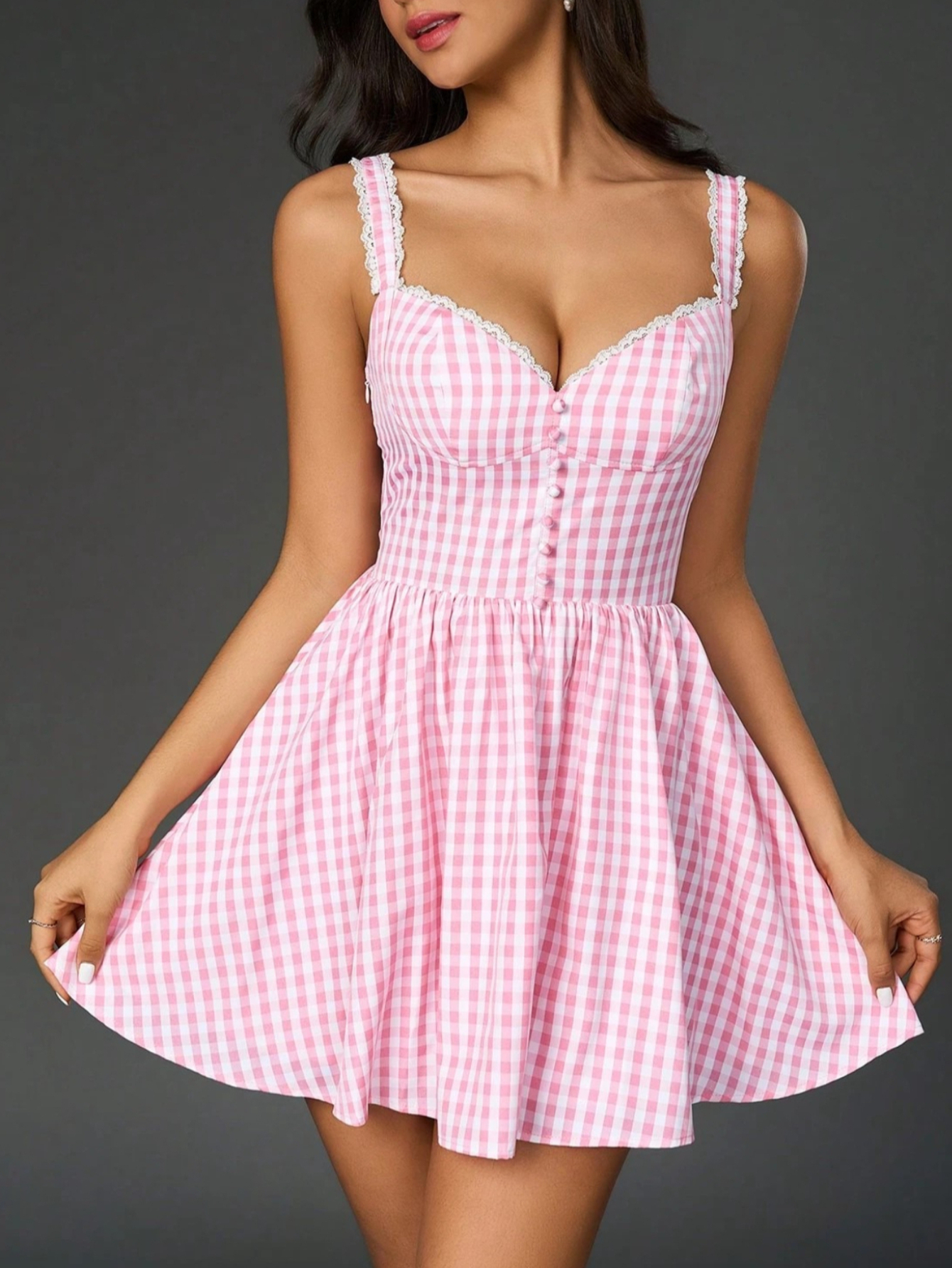 Women's Plaid Deep V Waist-Cinching Short Dress | Sweet and Cool Retro *  Suitable for Dates, Going Out & Casual Party Light Mature Looks