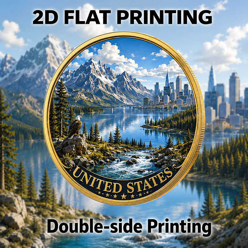 TEMU 2d Double-sided Commemorative Coin, 1pc, Country Travel Souvenir Coin, United States, To Design, Collectible Keepsake Gift, Travel Lover Gift,