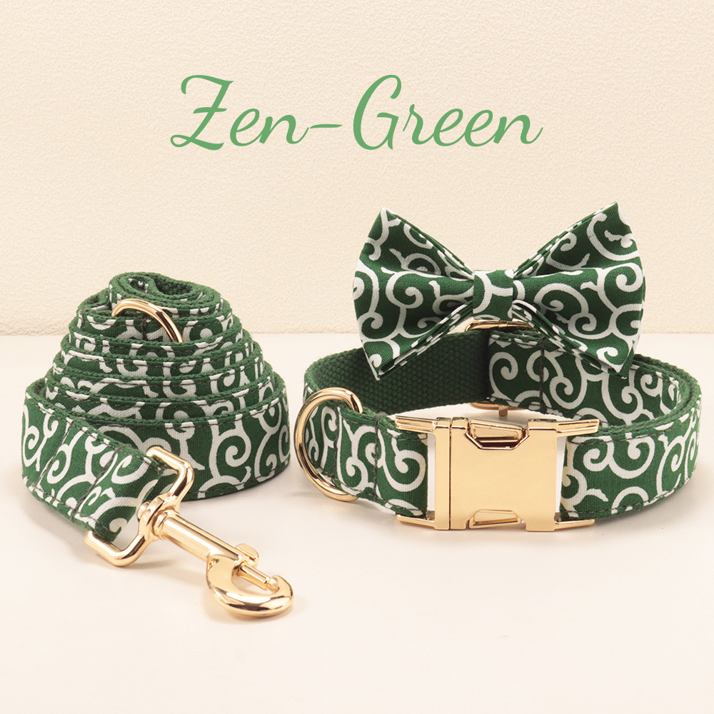 Floral Style Multi-Colored Dog Collar and Bow Leash Set