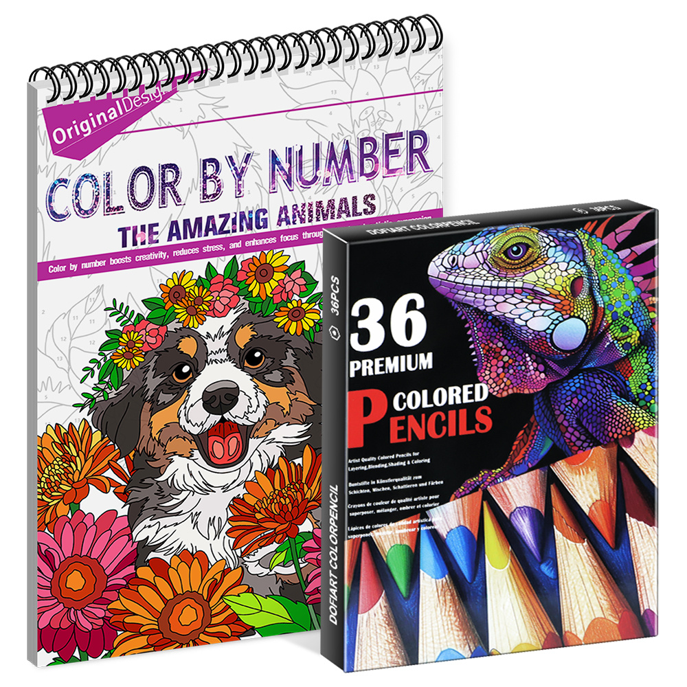 TEMU 1pc+36color, 2pcs, By Numbers Kit For Adults With 36 Colored Pencils Original Manuscripts And Exquisite Floral Designs For Creative Perfect For