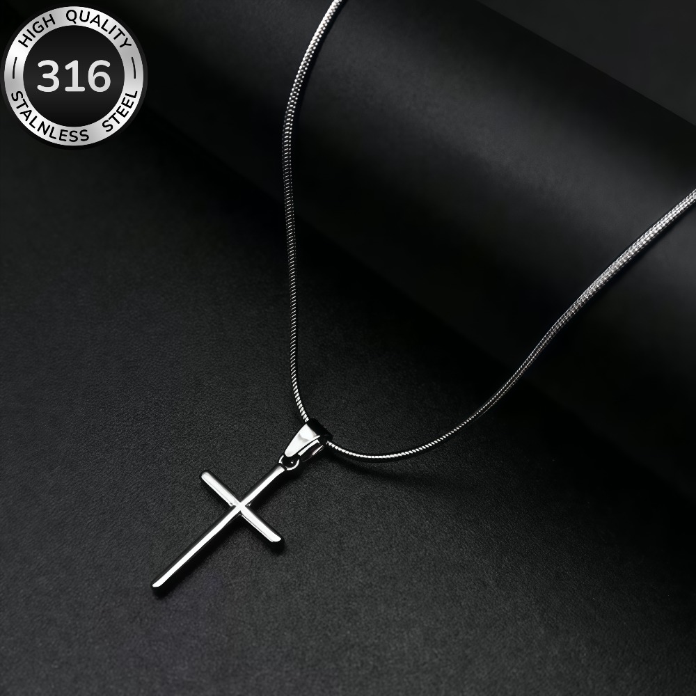 Image of Premium 18k Gold Plated Stainless Steel Cross Pendant Necklace, Anti-tarnish & Hypoallergenic, Fashionable & Versatile For Women, Great Gift For Easter, Mother's Day & Anniversary