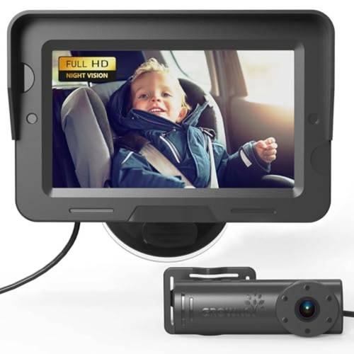 car camera with monitor hd display rear facing seat wide angle backseat view shake suction cup mount free installation for car seat compatible with all