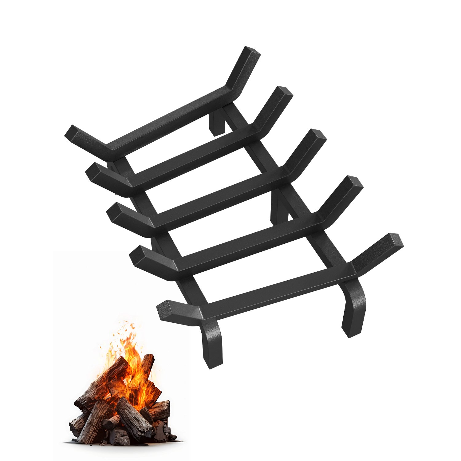 Garvee Fireplace Grate, 43cm Heavy Duty Fire Grate With 6 Support Legs And , Firewood Holder Burning Rack For Indoor Fireplace Fire Pit Outdoor Open Fires Firepit