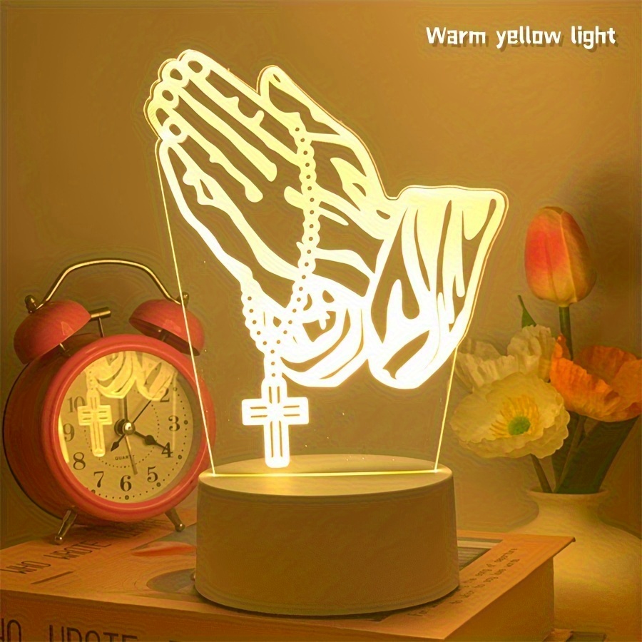 TEMU Usb-powered 3d Cross Night Lamp, A Unique Ambient Light Suitable For Home And Office, Perfect For Daily And As A Decorative Table Light