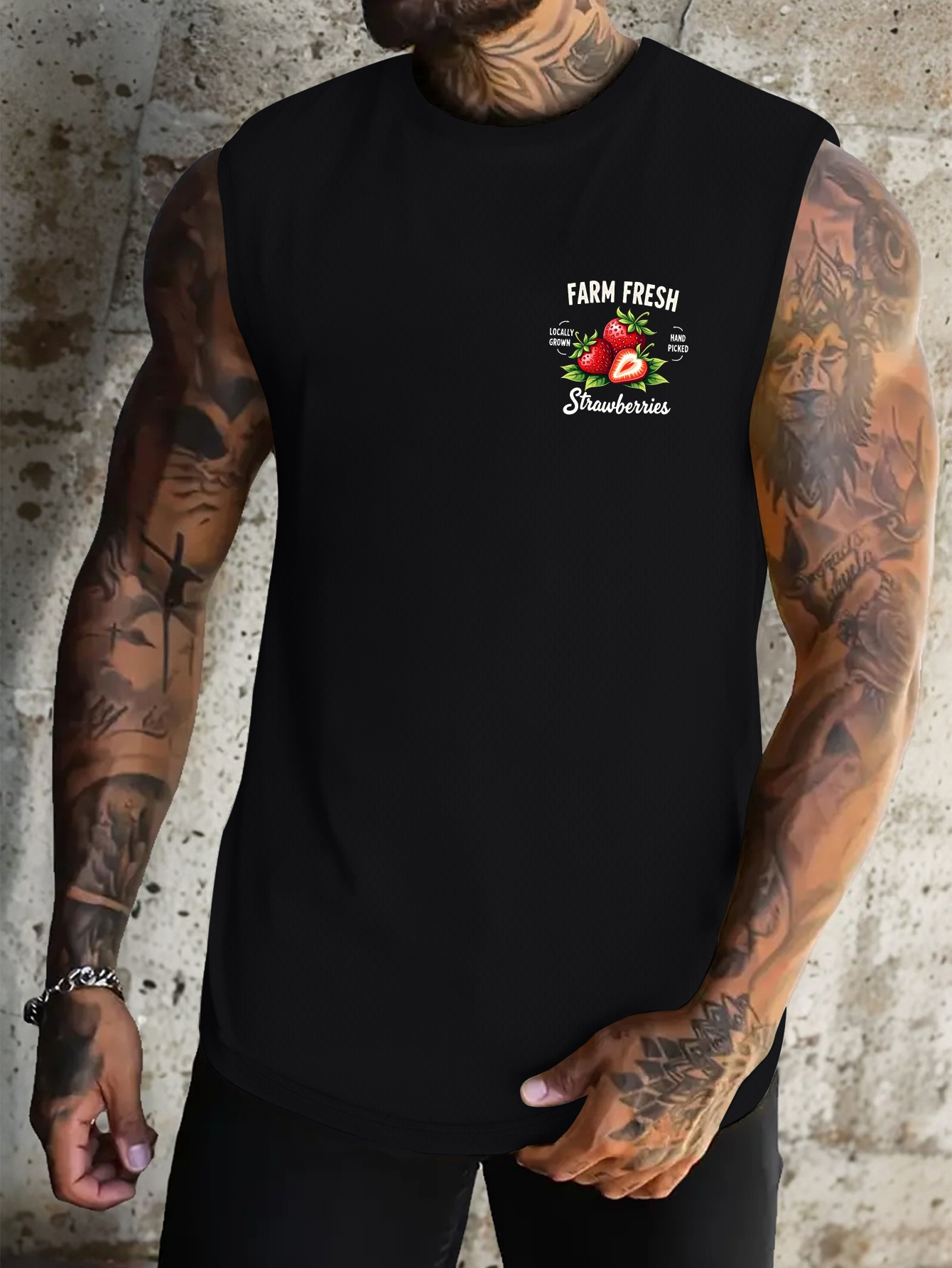 plus size mens sleeveless vest strawberries Temu Oman