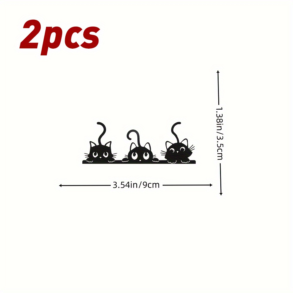 TEMU 2pcs Waterproof Sticker With 3 Cute And Naughty Cats For Uses On Rearview Mirrors