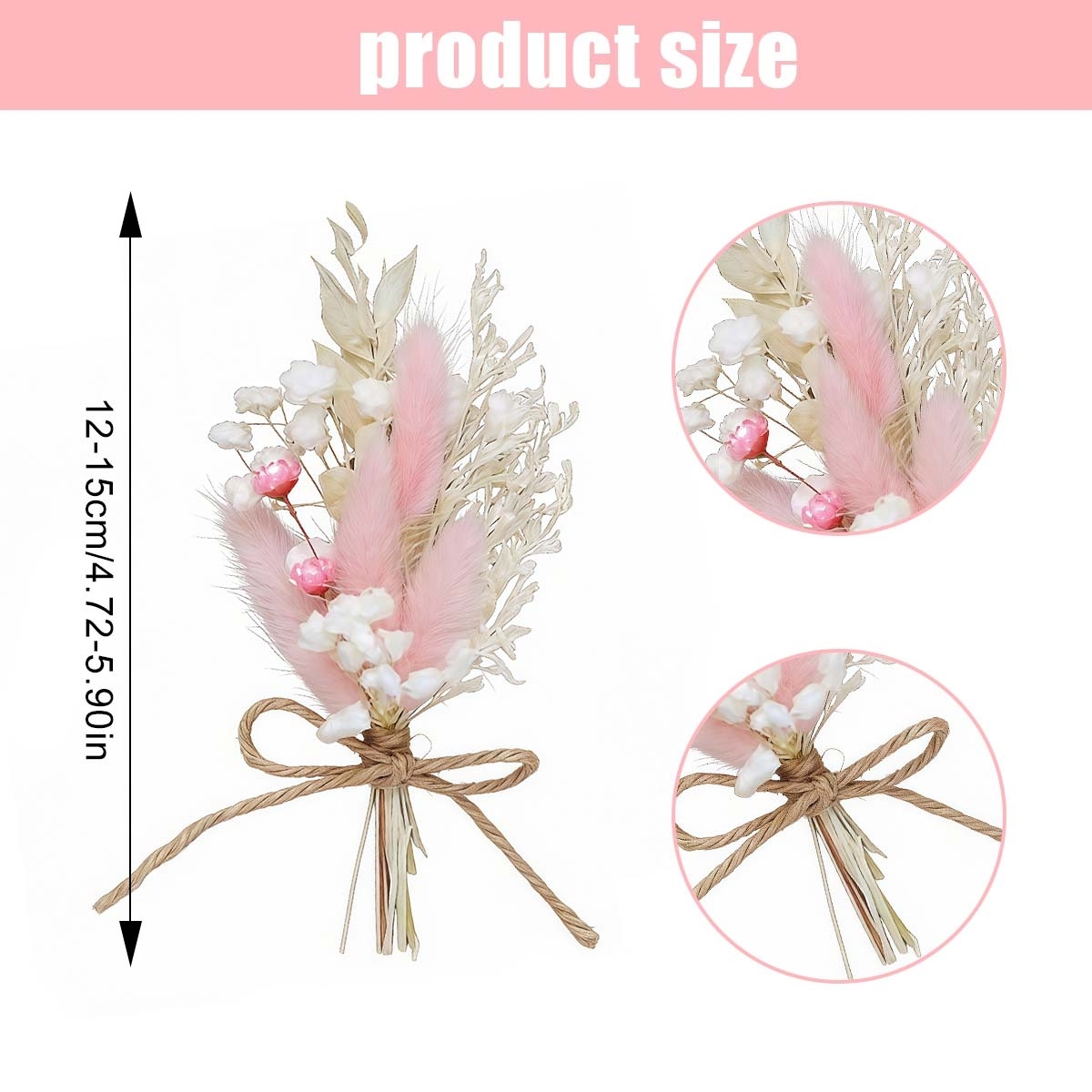 4pcs Dried Flower Bouquets Natural Small Dry Flowers Boho Wedding Decor Artificial Floral Embossing Flower Bundles For Craft Vase, Table Centerpieces, Proposal Bouquet