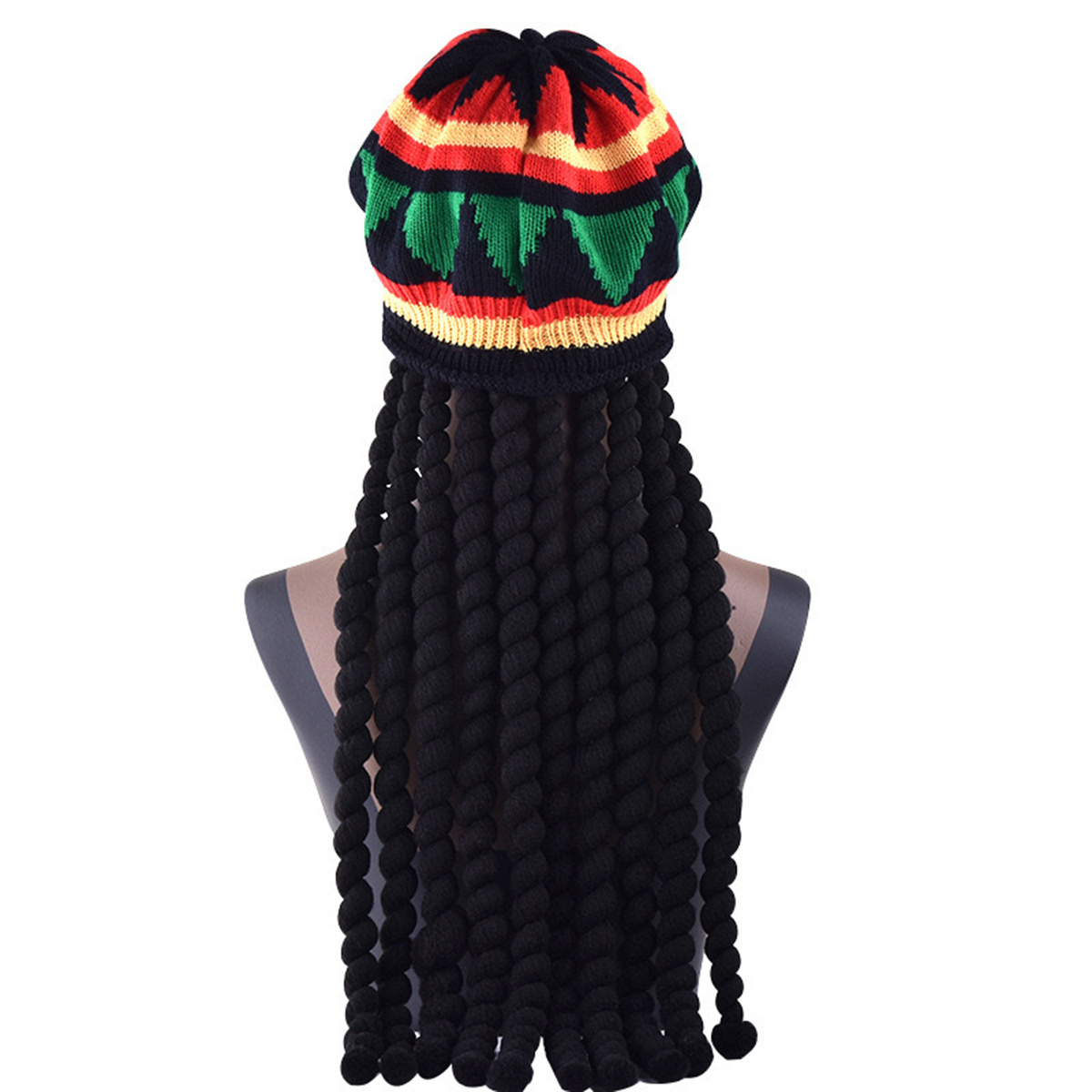 TEMU A Hip-hop Rock Dreadlock Hat With An Integrated Braided Design, Featuring A Reggae Street Style. This Trendy Accessory Is Suitable For Women And