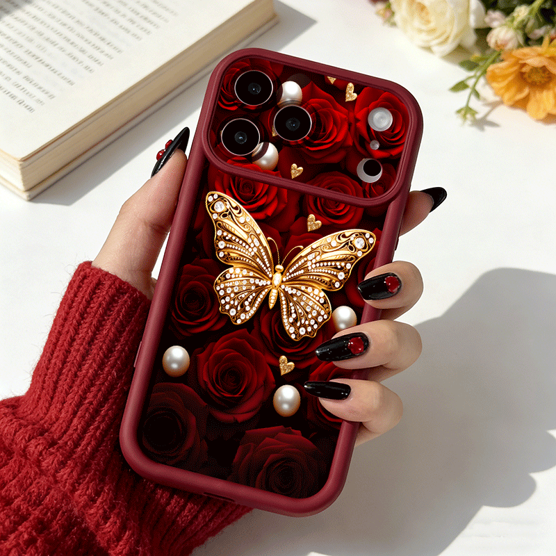 TEMU Phone Case: Red Aesthetic Fashion Pattern Phone Case, Suitable For Iphone 17/17 Pro Max/17 Air/16 Pro Max/16e/15/14 Plus/13 Pro/12/11 Pro Max,