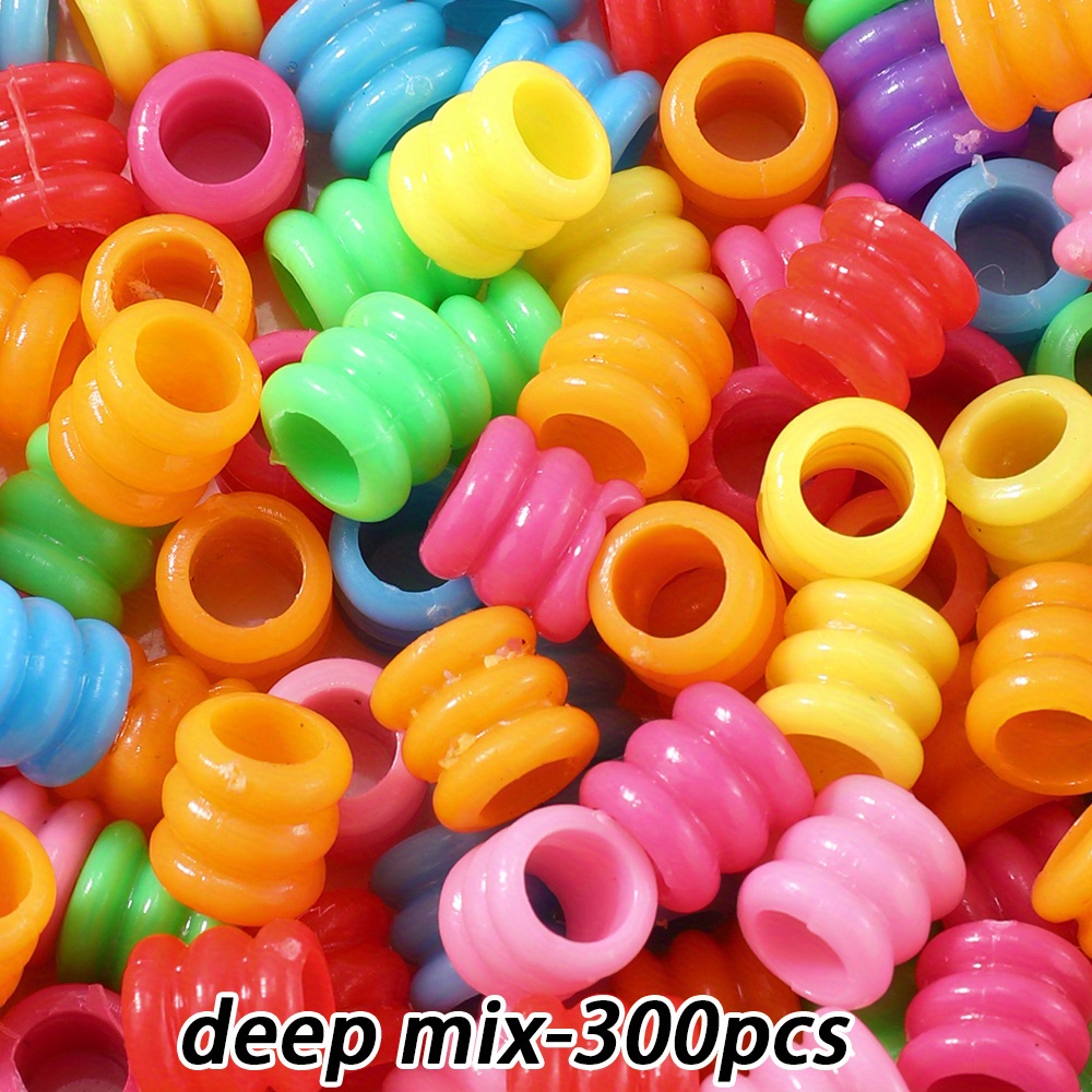 E-shop 300 Stück NEOVIVI 7mm Acryl-Röhrenperlen mit 4mm Löchern - Bunte Zylinderform-Perlen für Schmuckherstellung, DIY-Bastelarbeiten, Haarperlen &