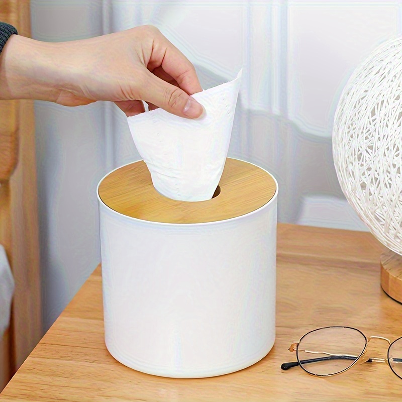 1pc round tissue box with lid suitable for bathroom living room bedroom commercial toilet accessories Product details 3