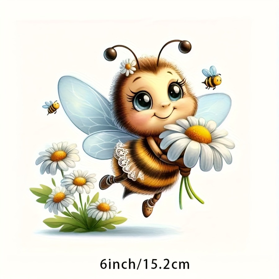 TEMU Bee Holding Sunflower Sticker – Easy To Apply, Vehicle Decal For Car And Motorcycle Decoration, Decal