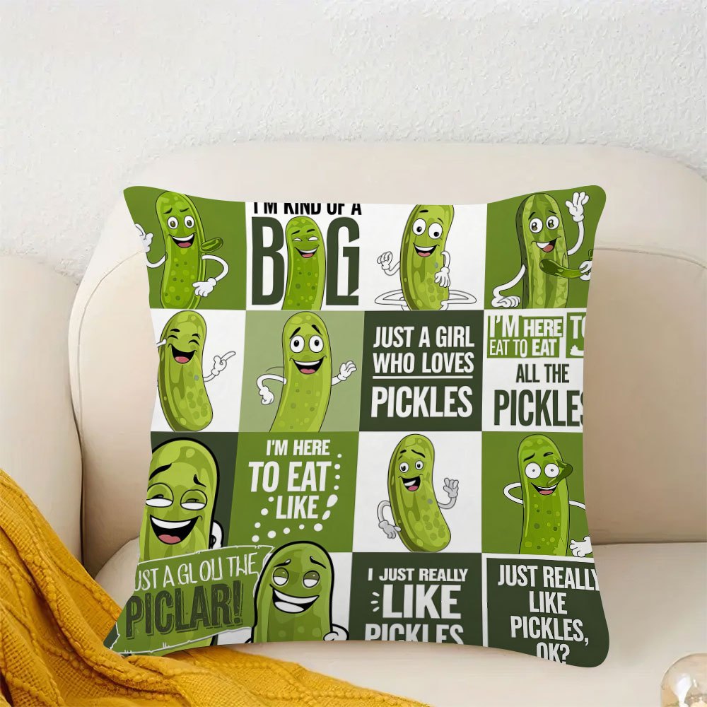 chic cartoon pickle style throw pillow cover 18x18 inches Temu