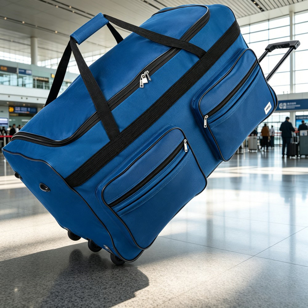Xxl Large Soft Duffle Bag, 160l, Telescopic Handle And Wheels, 85x43x44cm Big Luggage Bag