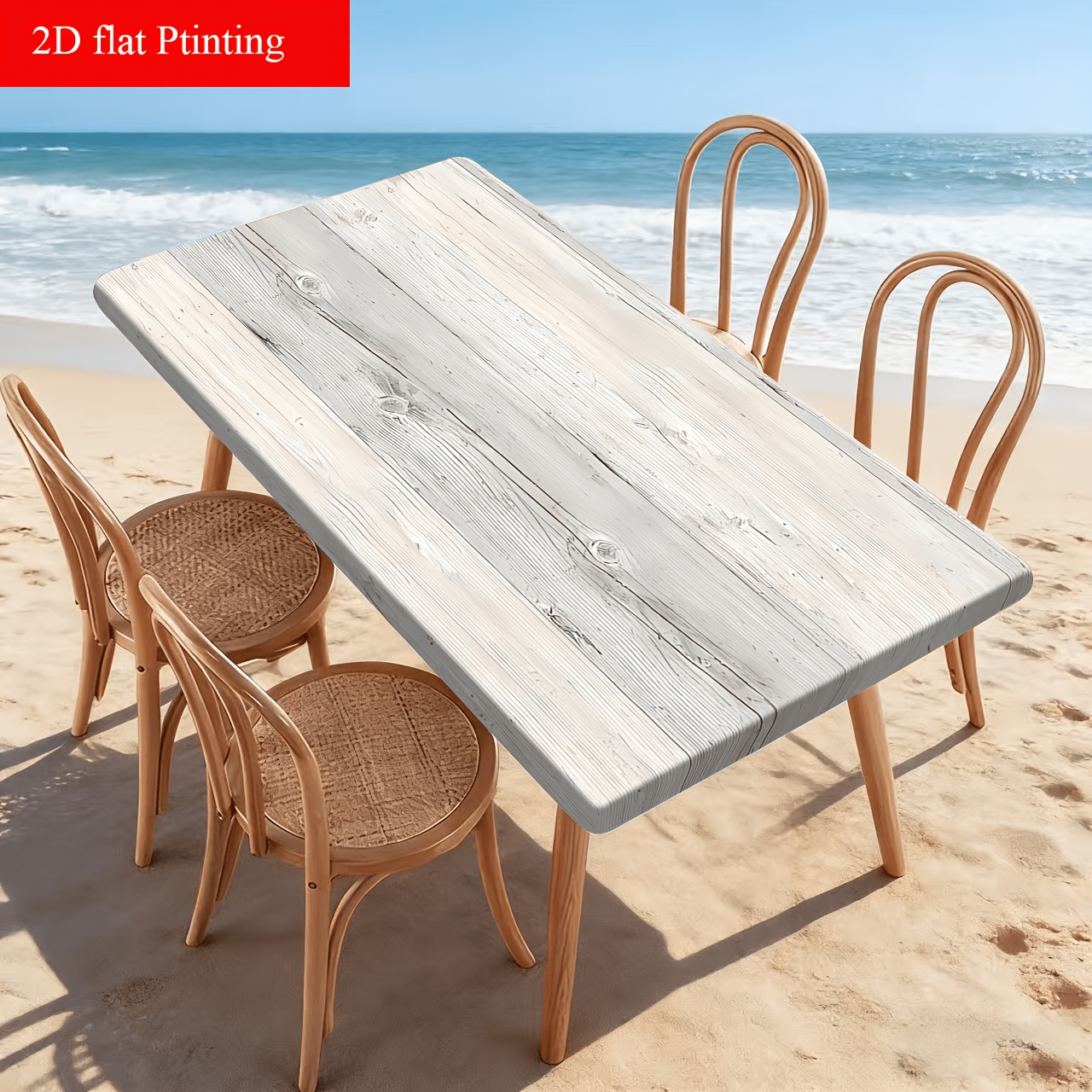 E-shop Weiß-graue dehnbare Tischdecke mit Holzmaserung-Texturmuster, Outdoor-Tischdecke 75x120cm_75x182