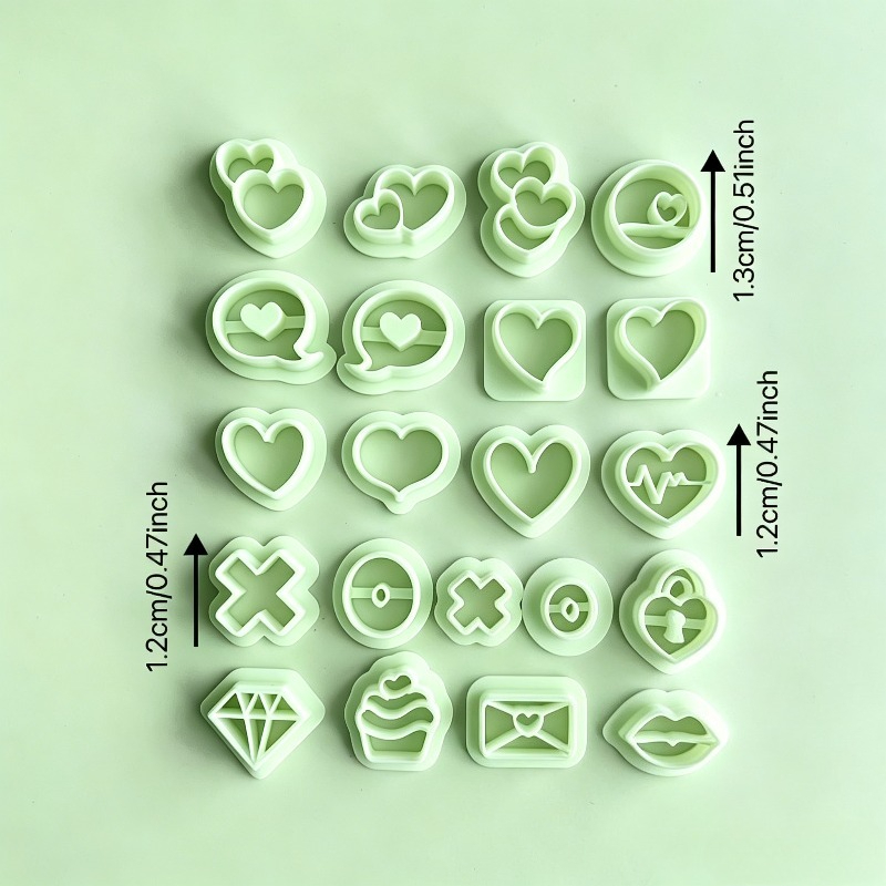 TEMU Moldes de arcilla plástica para aretes de 21 piezas, adecuados para hacer joyería DIY, moldes para alambres de aretes de arcilla de con formas
