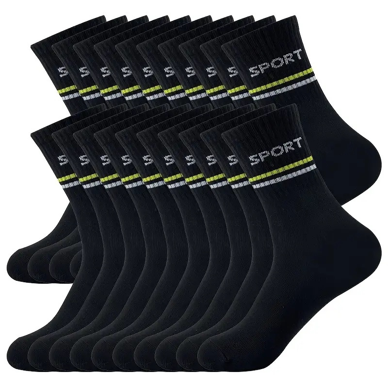 20 Pairs Of Men's And Women's Mid-calf Breathable Sports Socks