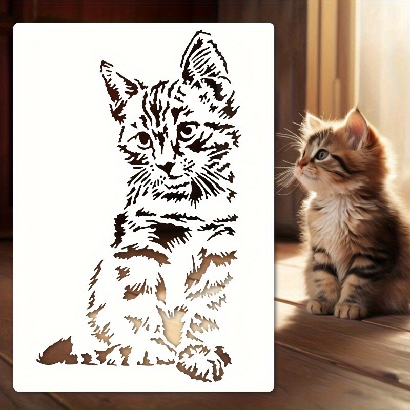 TEMU 1pc Cat-themed Painting Template - A4 Size - Creation, Wall Art, Furniture, Wood And Canvas Craft Template - Suitable For Crafts, Fabric