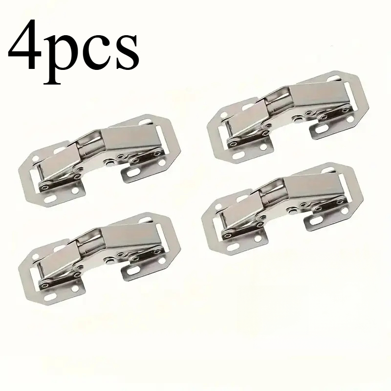 TEMU Collection Of 4 Shiny Metal Hidden Cabinet Hinges - For Frameless, Surface-mounted Use, 90-degree Spring Buffer, Ideal For Kitchen And Door