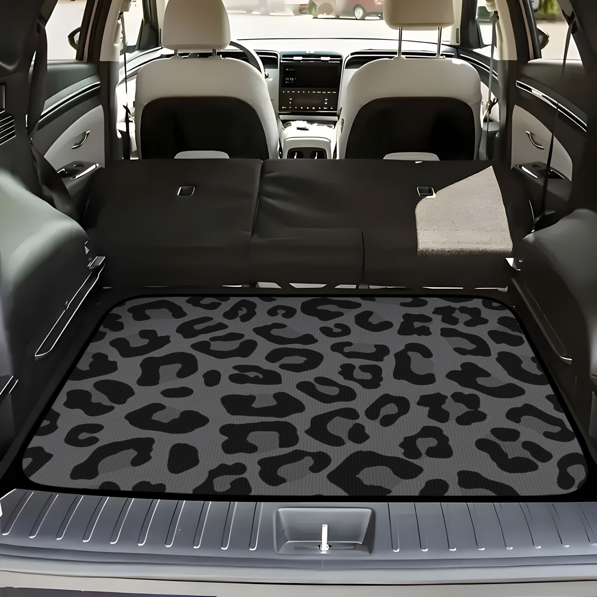 1pc Leopard-patterned Anti-slip Polyester Mat For Car Trunks, Designed For And Suitable For All Types Of Vehicles