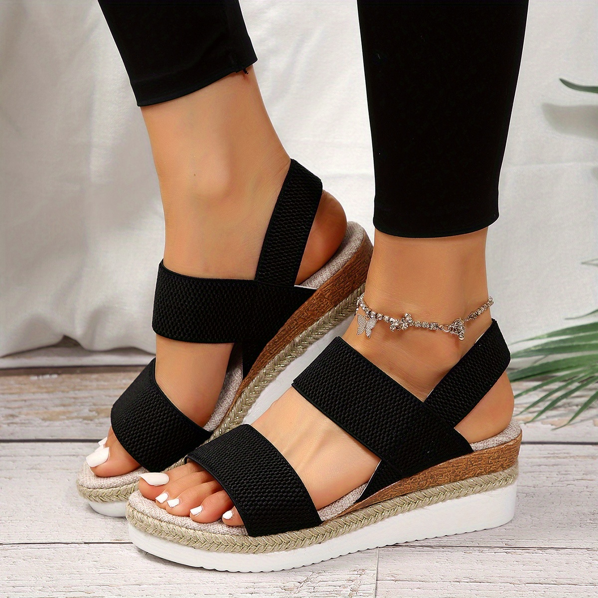 womens slip platform sandals thick wedge heel open toe Temu Oman