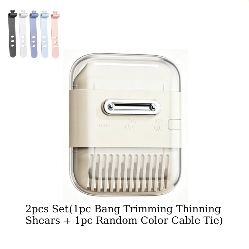 TEMU 2pcs Set (1pc Bang Trimming Thinning Shears And 1pc Random Color Cable Tie). Comb Haircutting And Thinning Shears. Suitable For Women'- For Home
