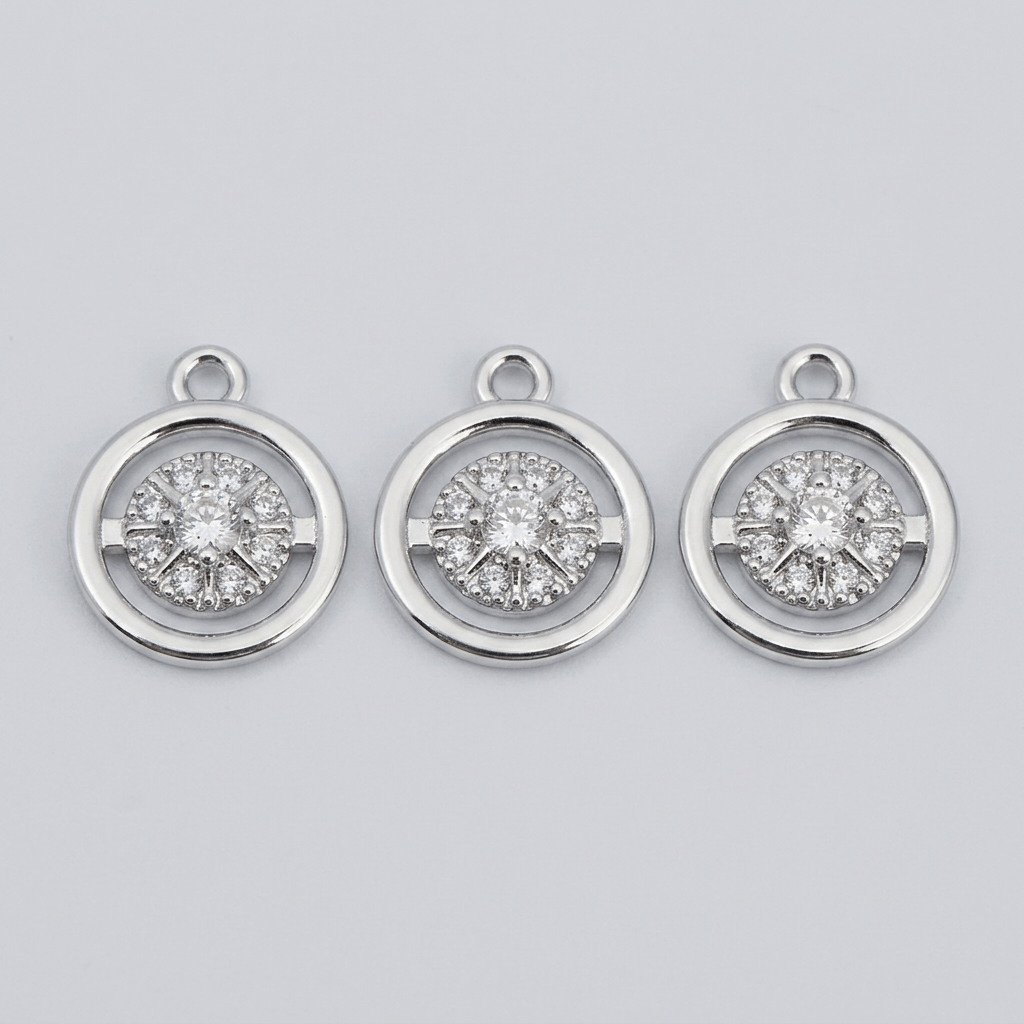 3pcs Compass Pendant Set with Synthetic Zirconia