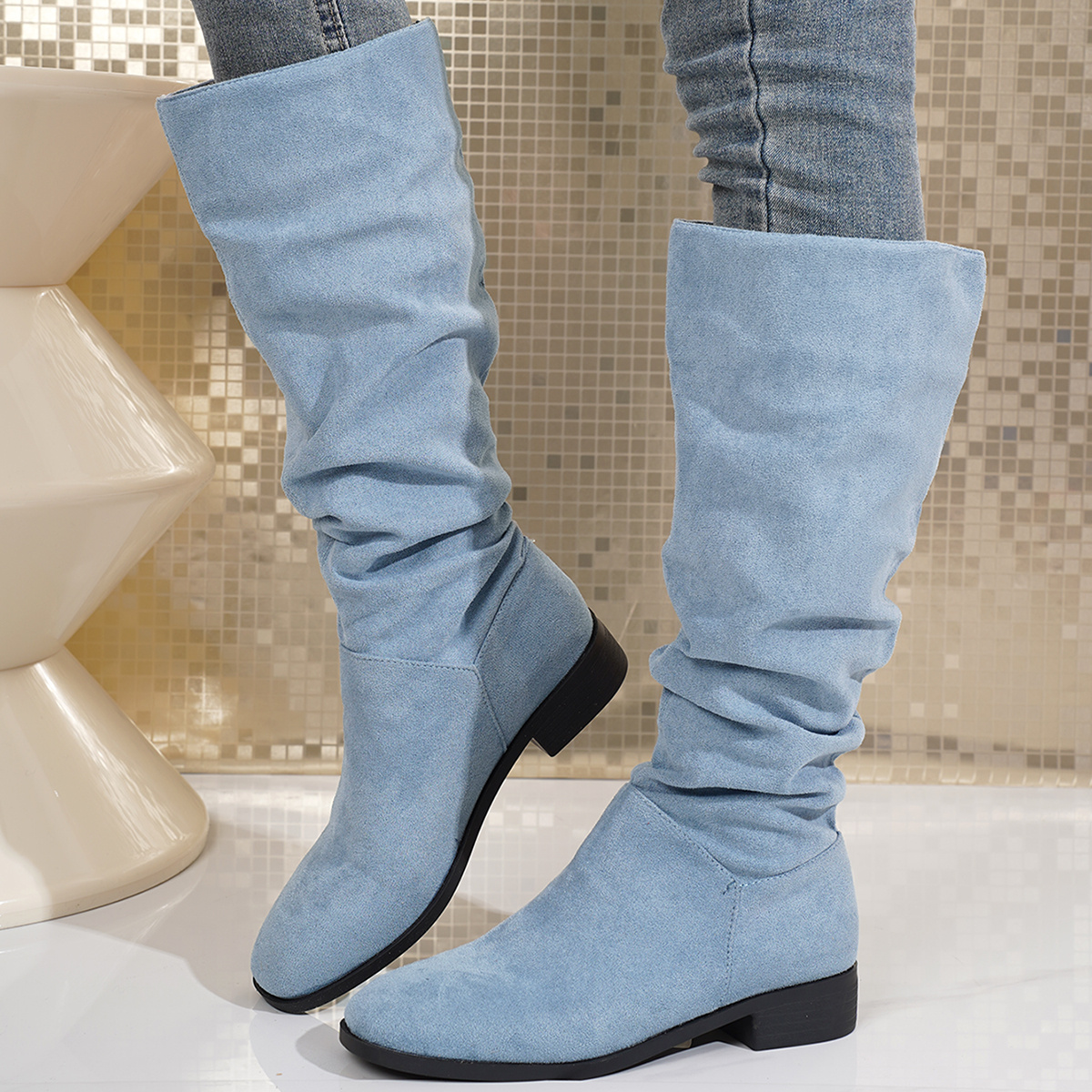 TEMU European And Style High-heel Women's Ankle Boots, New Winter Urban Street Versatile Pointed-toe Boots, Chunky Heel Design Chelsea Boots For