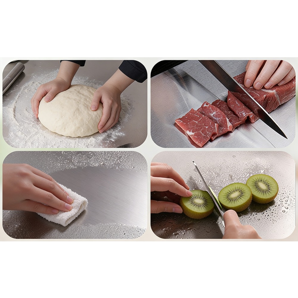 304 Stainless Steel Cutting Board for Household Use, Kitchen Supplies, Meal Preparation, Pre Meal Preparation Tools, Modern Cutting Surfaces, Fashionable Kitchen Tools, Rust Proof Materials, Easy to Clean, Multifunctional Cutting Pads