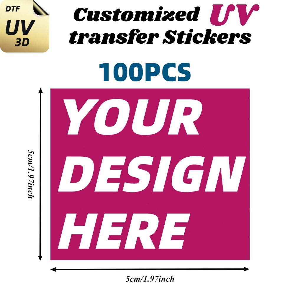 TEMU 50/100 hojas, 3/4/5/6/7/9 cm (1.18-3.94 pulgadas), pegatinas de transferencia UV DTF con personalizado, pegatinas de cristal 3D de calidad y