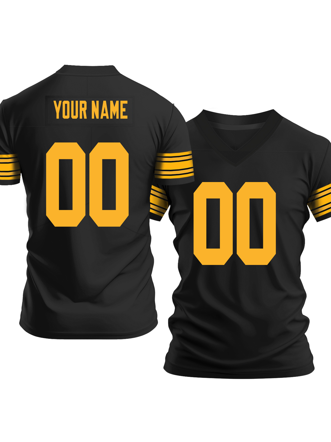 Custom Football Stitched T-Shirt For Men & Youth - Personalized Name & Number, No Logos, Slim Fit