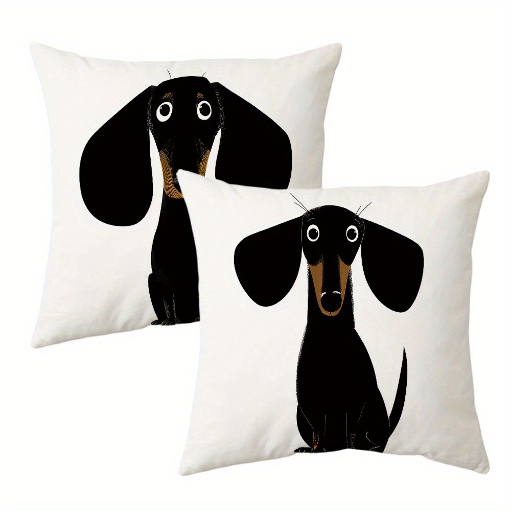 TEMU Ensemble de 2 housses de coussin douces en peluche pour teckel, housses de coussin décoratives de style bohème, 18X18 pouces avec fermeture