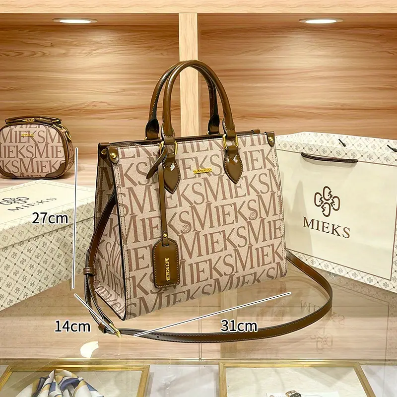 2025 new womens tote bag large capacity beige microfiber with hardware multiple compartments adjustable shoulder strap zipper closure for commuting work casual versatile carryall hardware Product details 15