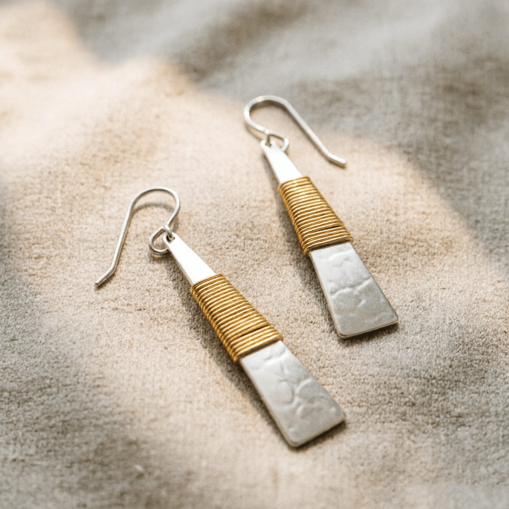 Women's Handmade Retro Hammer Patterned Pendant Earrings