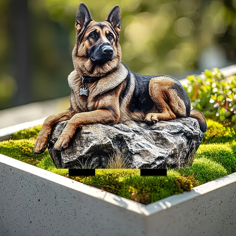 

des Fêtes, Style Bohémien en Acrylique pour Jardin - Chien Réaliste sur Roche, Idéal pour la Décoration de Pelouse et de Cour, Cadeau de Noël