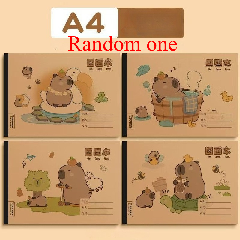 TEMU Licensed Capybara A4 Blank Sketchbook, Art Drawing Book, Stationery Notebook. Learning Drawing Book. Mystery Gift. 1pc (30sheets, Random Cover )