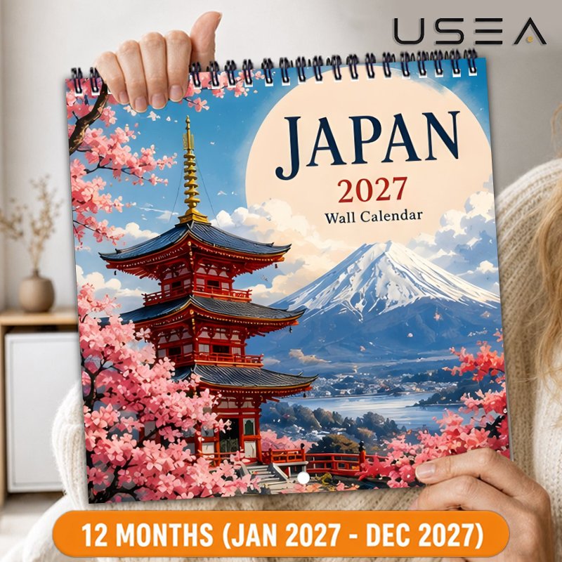 TEMU Calendario da parete 2027, agenda mensile da 12 mesi, calendario da appendere a spirale con filo e ampi riquadri scrivibili, design con fiori di