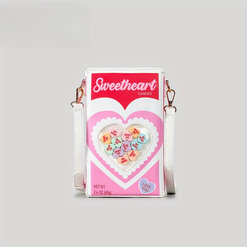 chic sweetheart candy heart crossbody bag women pink golden