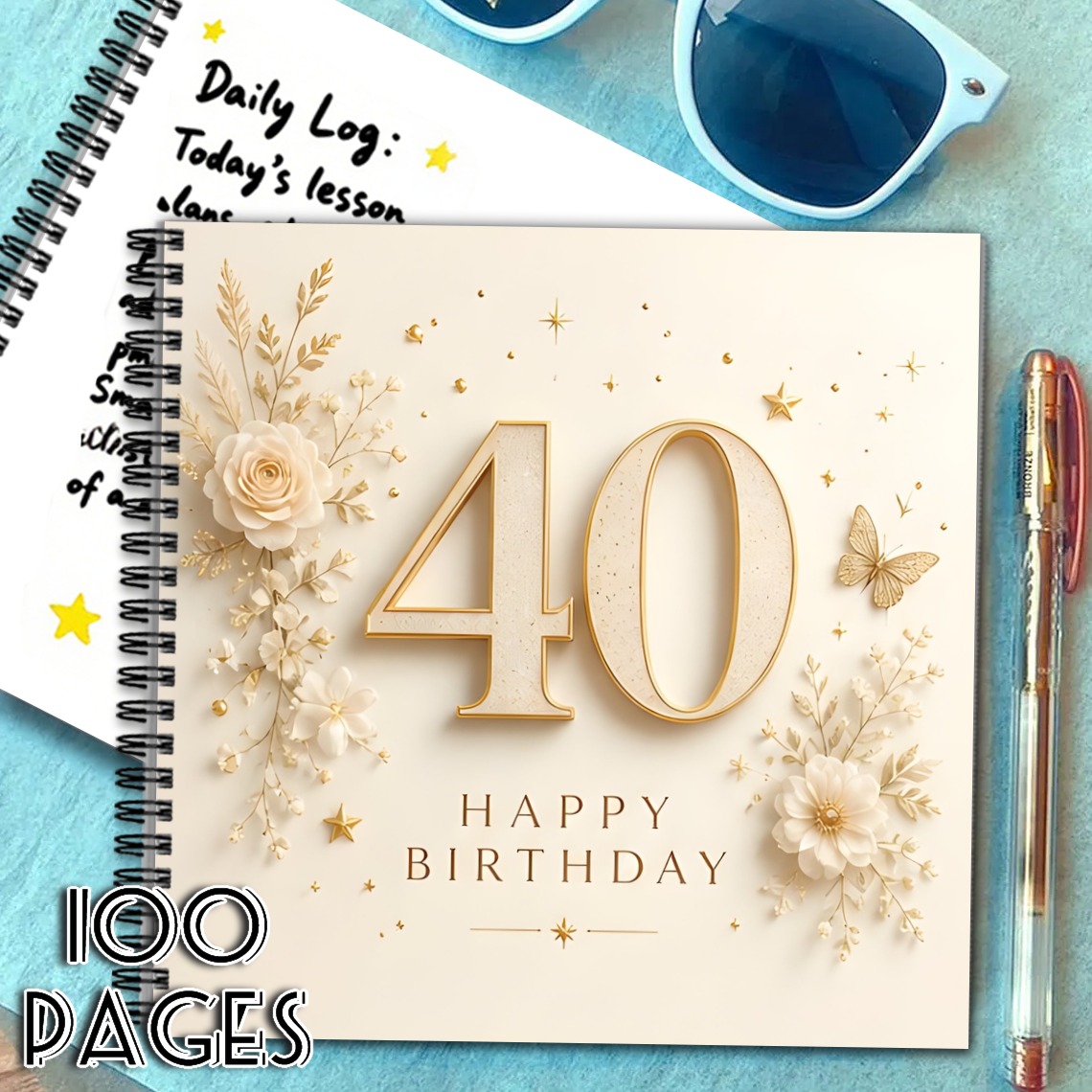 TEMU 1pcelegant Golden Floral Guest Book, Message & Signature Book, Ideal Gift For , Perfect For 40th Birthday & Celebration Events