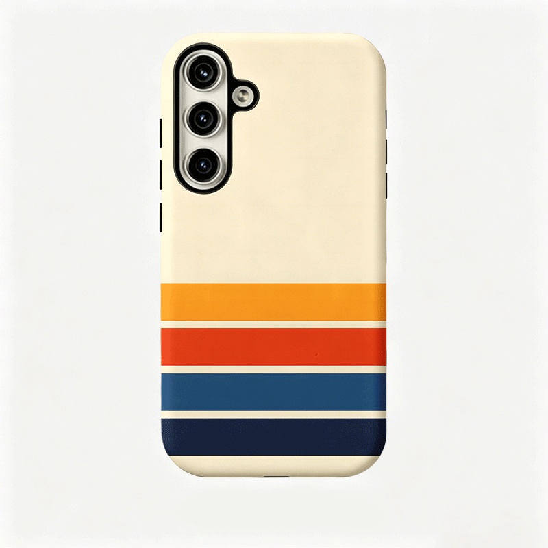 TEMU Phone Case - Fashionable, Colorful Stripe Pattern, Tough, Dual Layered Case For Galaxy