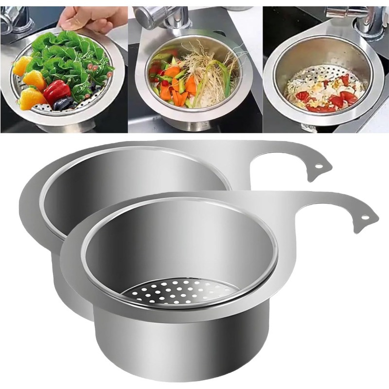 

1pc Modern Stainless Steel Swan-shaped Kitchen Sink Strainer Basket, Metal Faucet Hanging Corner Filter For Drainage And Storage