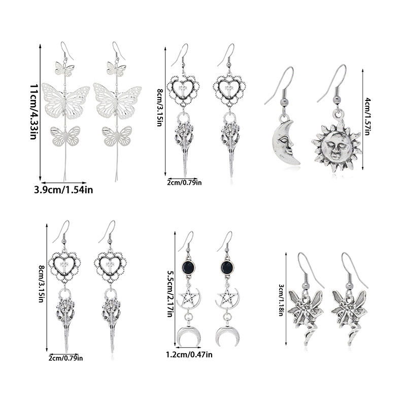 9 Pairs Gothic Halloween Dangle Earrings Set, Women's Fashion