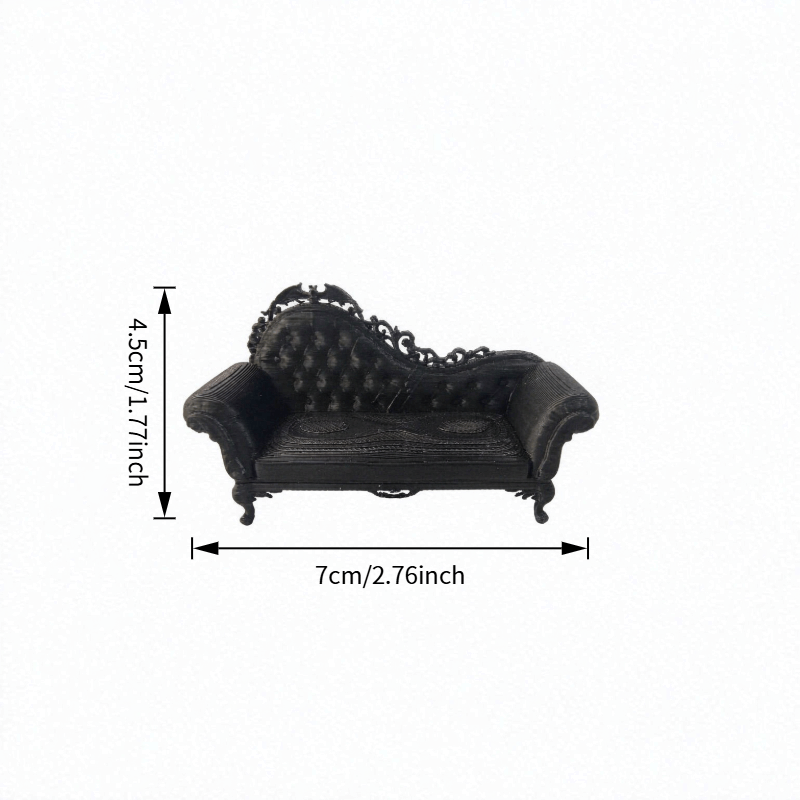 TEMU 1pc Gothic Victorian Bat-themed Miniature Sofa & Chaise Lounge - Plastic Carved Suitable For Dollhouse, Diorama, Desktop Decor, Bat Decorations,